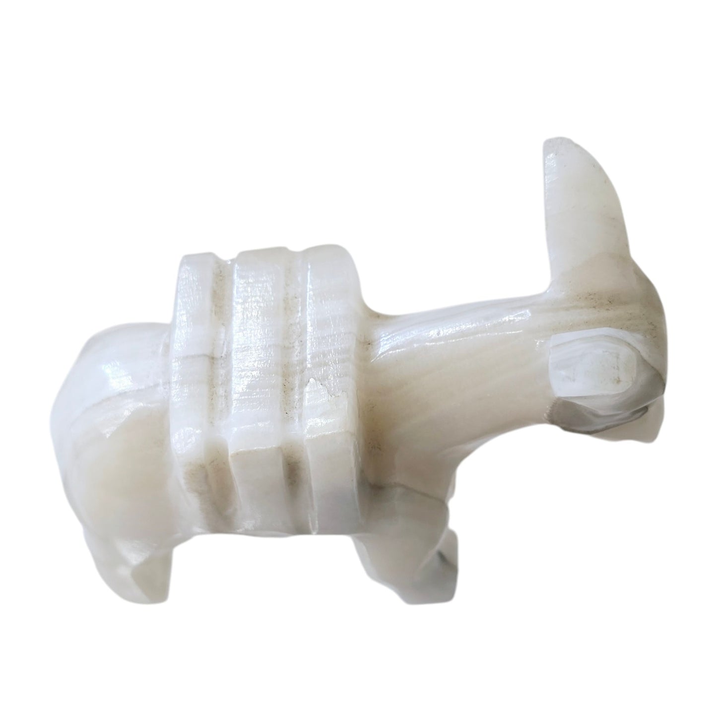 Hand Card White Onyx Burro Mule with Pack Saddle, Donkey, Nativity