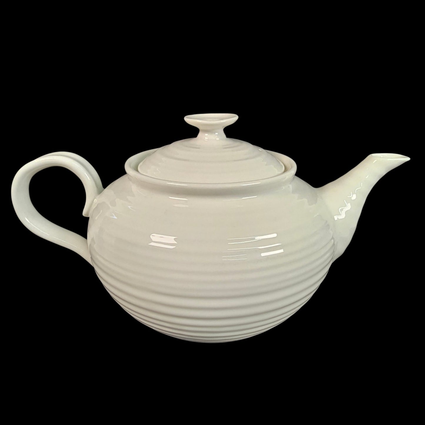 Portmeirion Sophie Conran White Teapot 2pt Rippled Ceramic Tea Pot READ