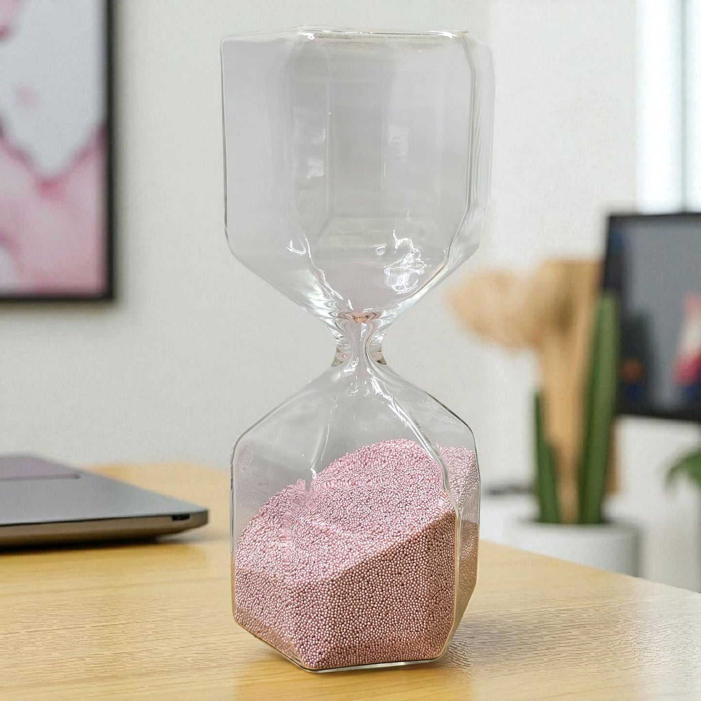 Ikea Hexagon Pink Sand Timer Microbeads Minimalist Decor Trendy Home Accent