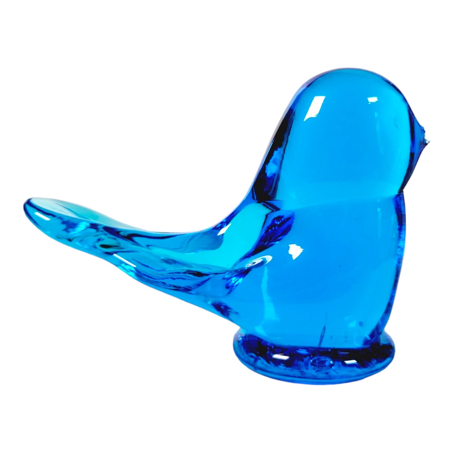 Large Happy Little Bluebird Titan Art Glass Signed W. Ward 1995 (William Leo Ward) 3.75" H x 5" W