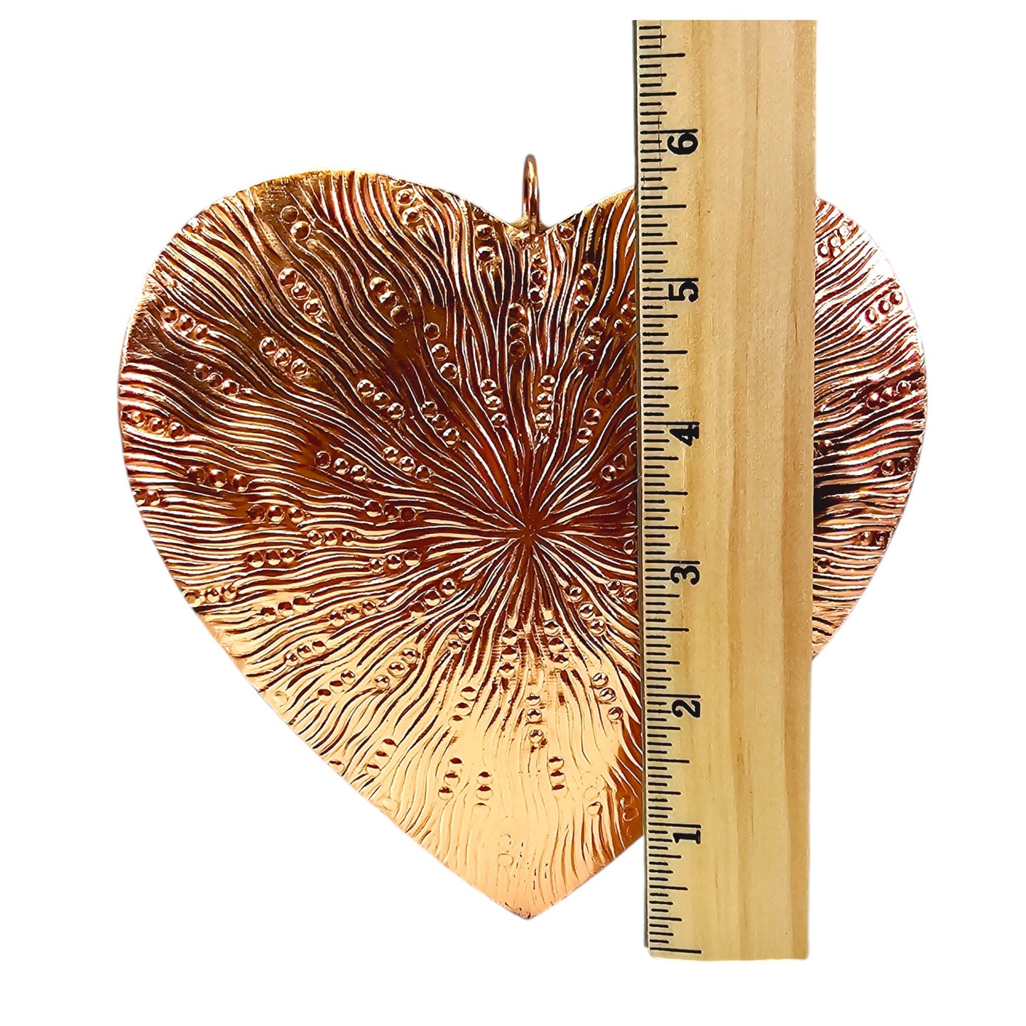 Pressed Copper Puffy Heart with Key Hanging Decor, 5.75" H x 5.75" W