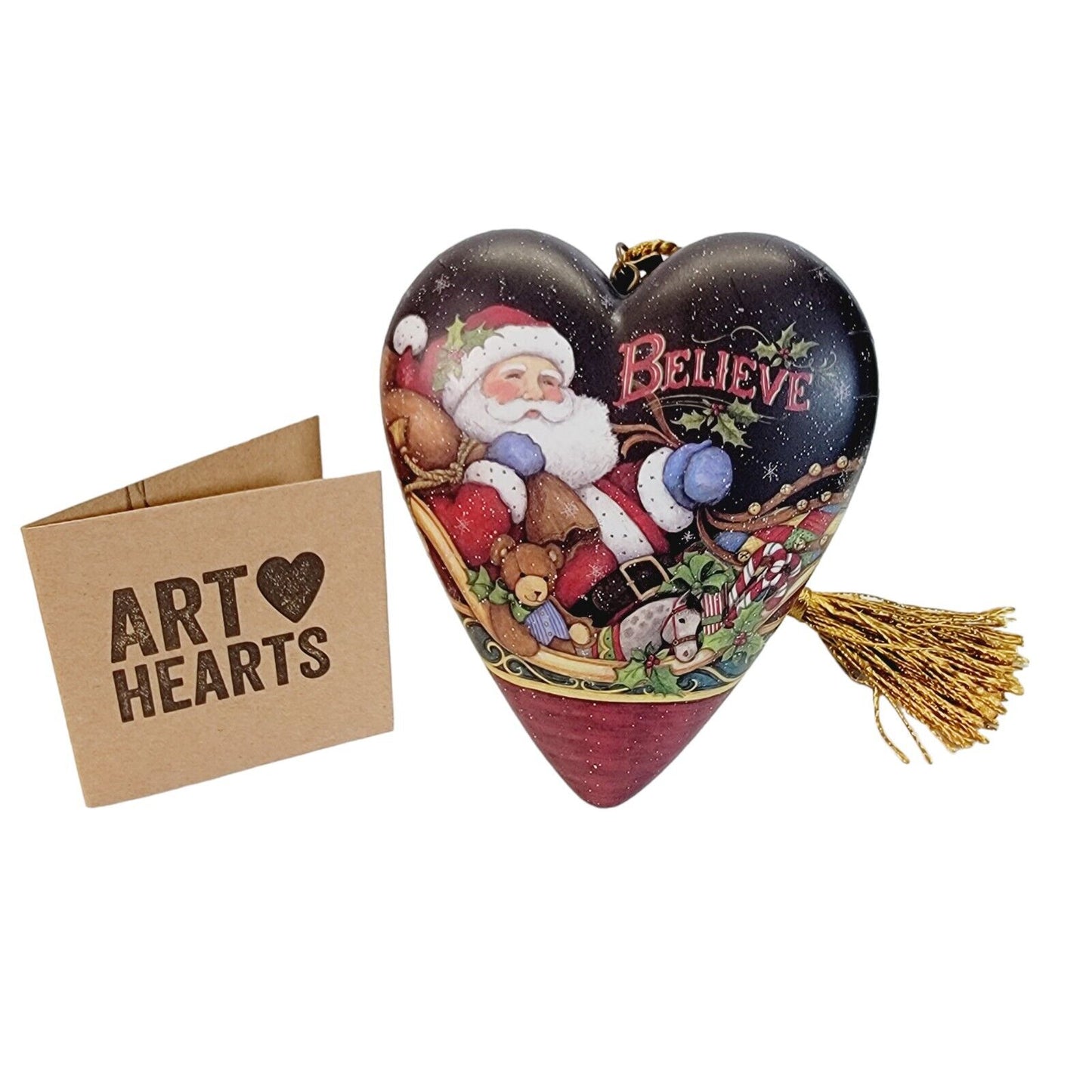 Demdaco "Believe Santa" Art Heart, Art-Inspired Sculptured Heart With Key Stand