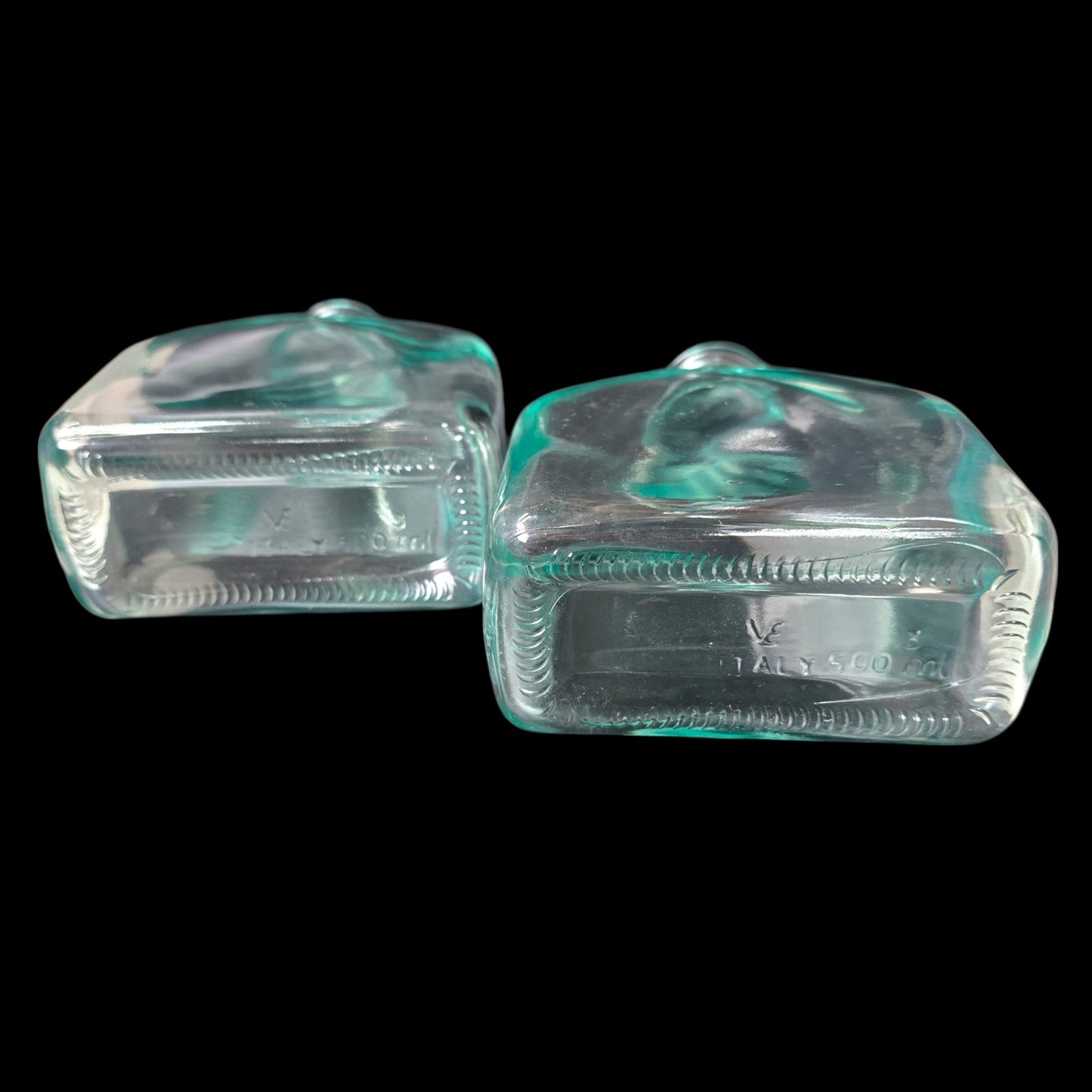 Pair Italian Glass Bottles Italy 500 ml Recycled Glass Apothecary Farmhouse Boho