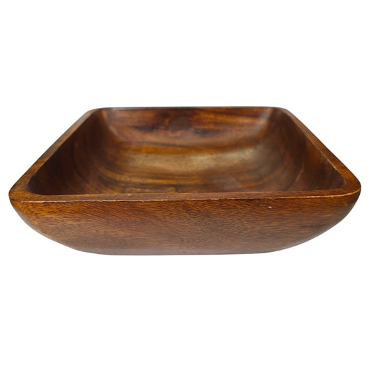 Vintage Square-Shaped Serving Bowl, Wooden Salad Bowl / Serving Tray