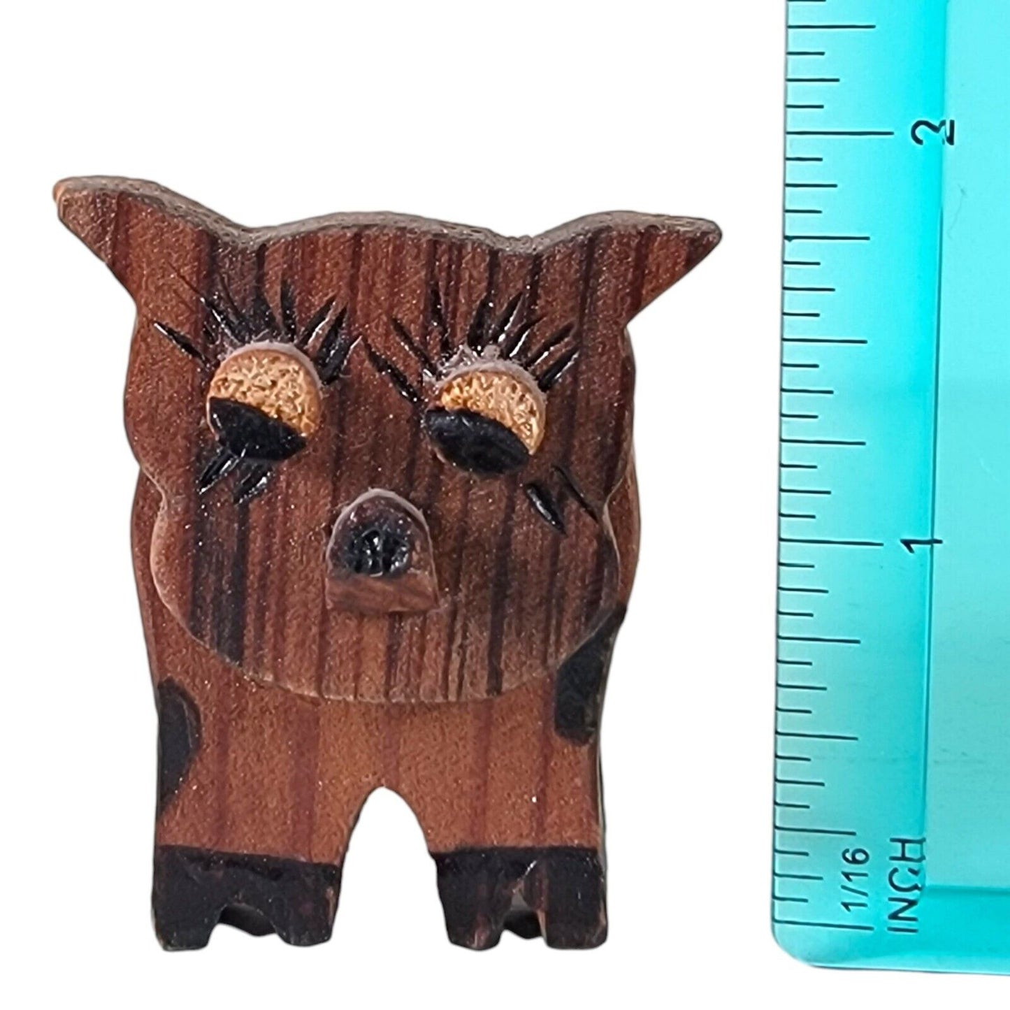 Tiny Hand-Carved Wooden Pig Figurine, Pig Collectible, Vtg Wooden Pig 1.75" Read