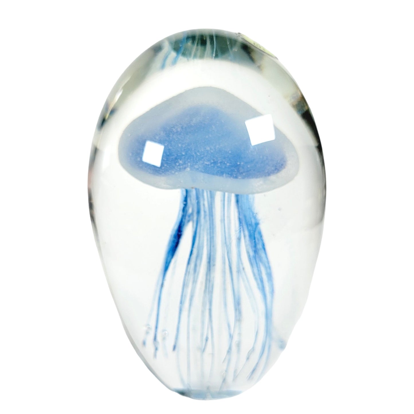 Large Glass Jellyfish 6" Blue Paperweight - Beautiful Design Art Glass