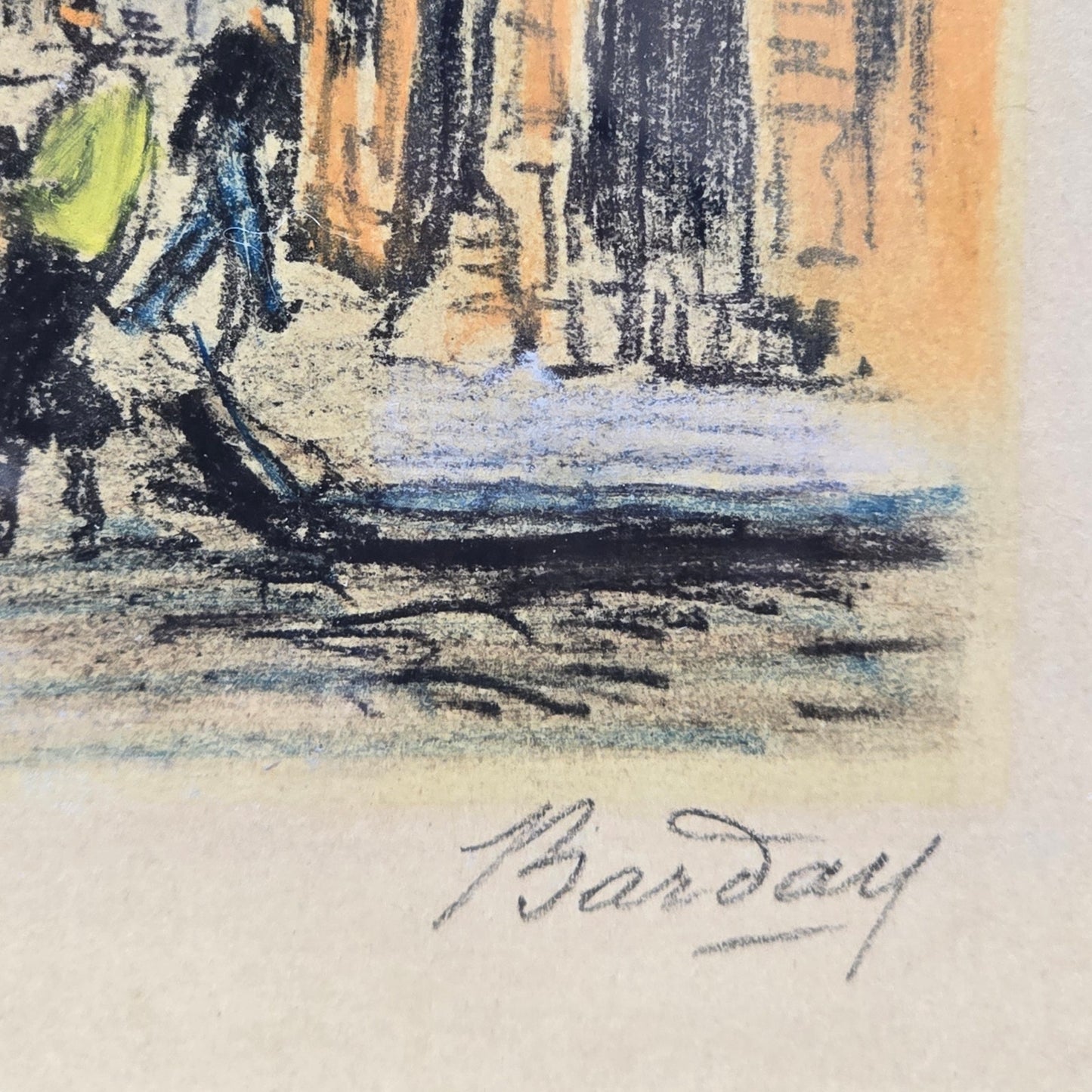 Signed Barday French Artist Lithograph Paris Eglise st Genevieve Paris Scene Vtg