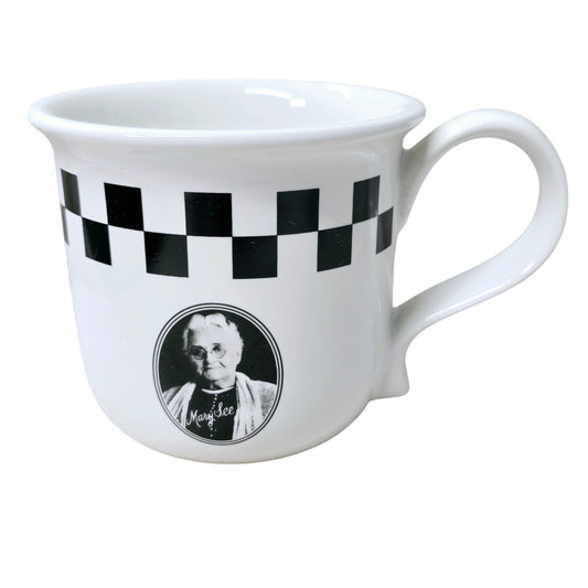 See's Candies Collectible Mug, Candy "Mary See" Coffee Mug Black White Checker