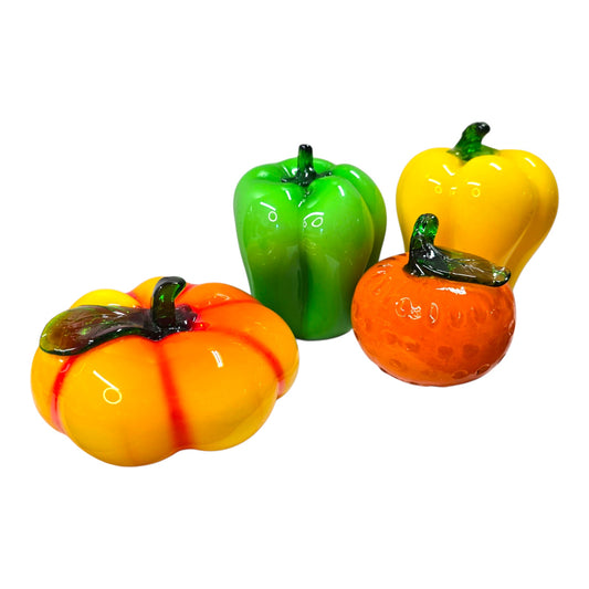 (Reserved for Customer) Vtg Art Glass Fruit Veg Lot Pumpkin Bell Pepper Lot of 4 Hand Blown
