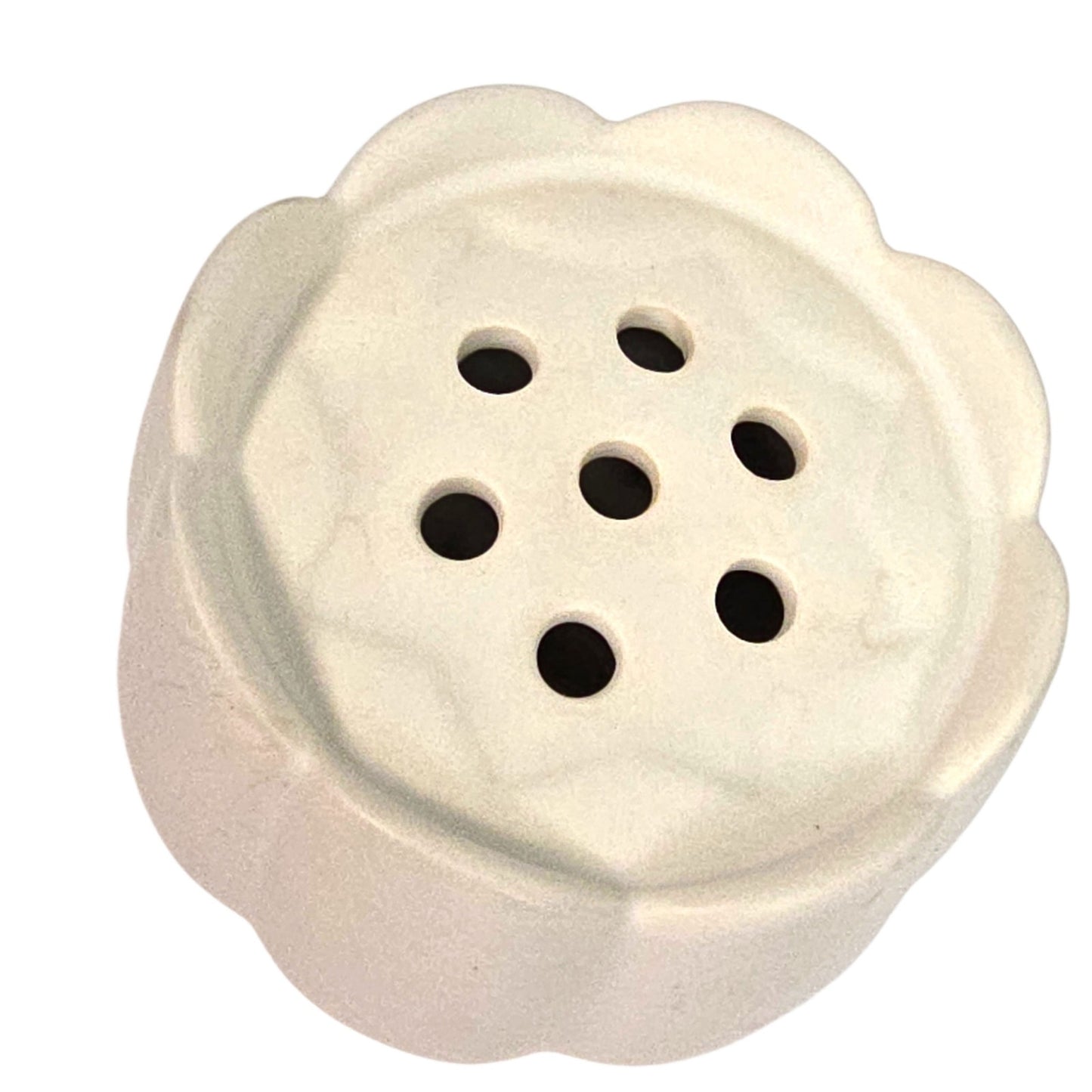 The Floral Society Ceramic Flower Frog Vase Matte White Scalloped Flower 3.5"