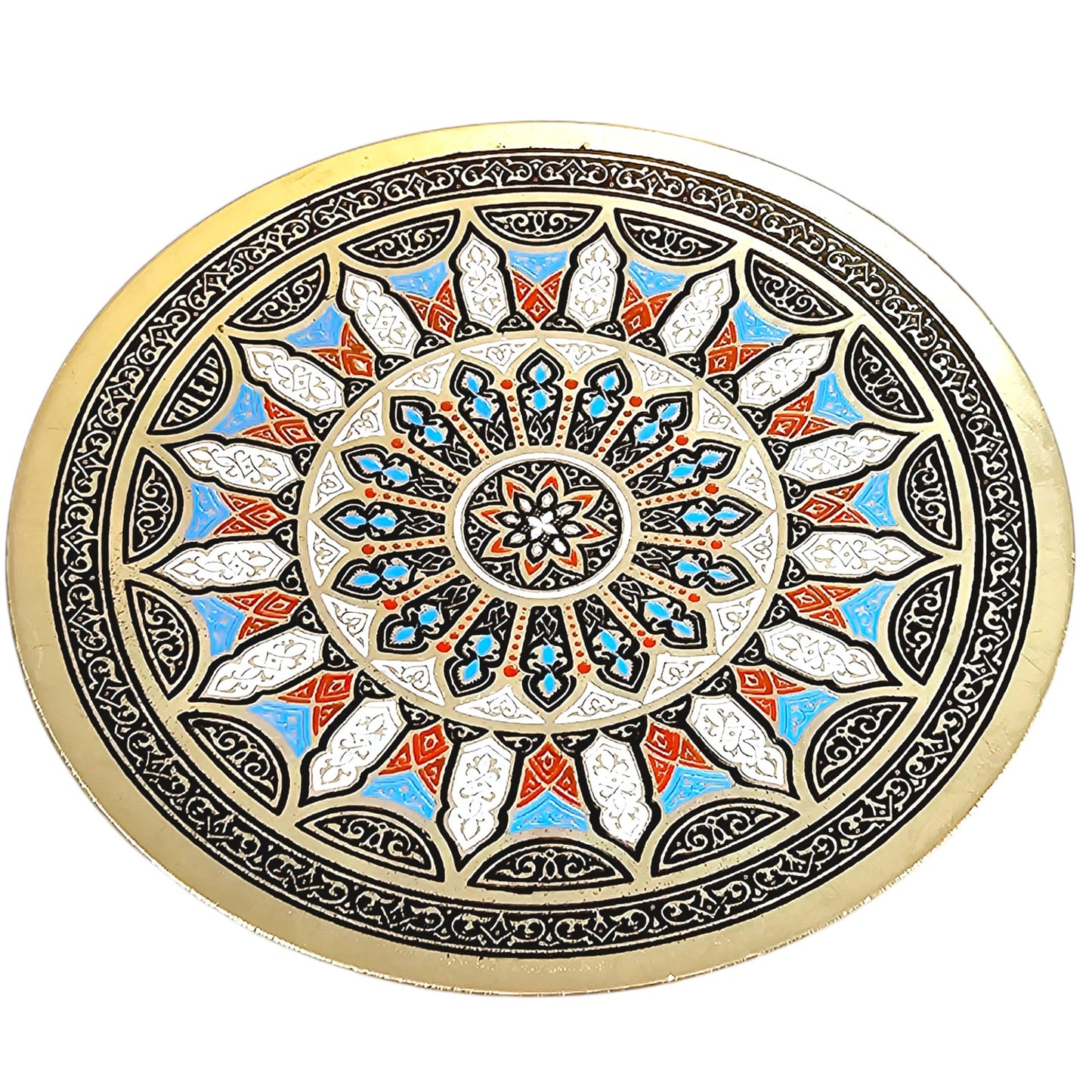 Enamel on Brass Ornate Footed Trinket Dish, Toledo, Spain 5.5" D