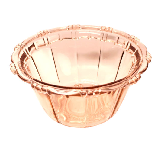 Vintage Pink Glass Trinket Dish Oyster Pearl Pattern