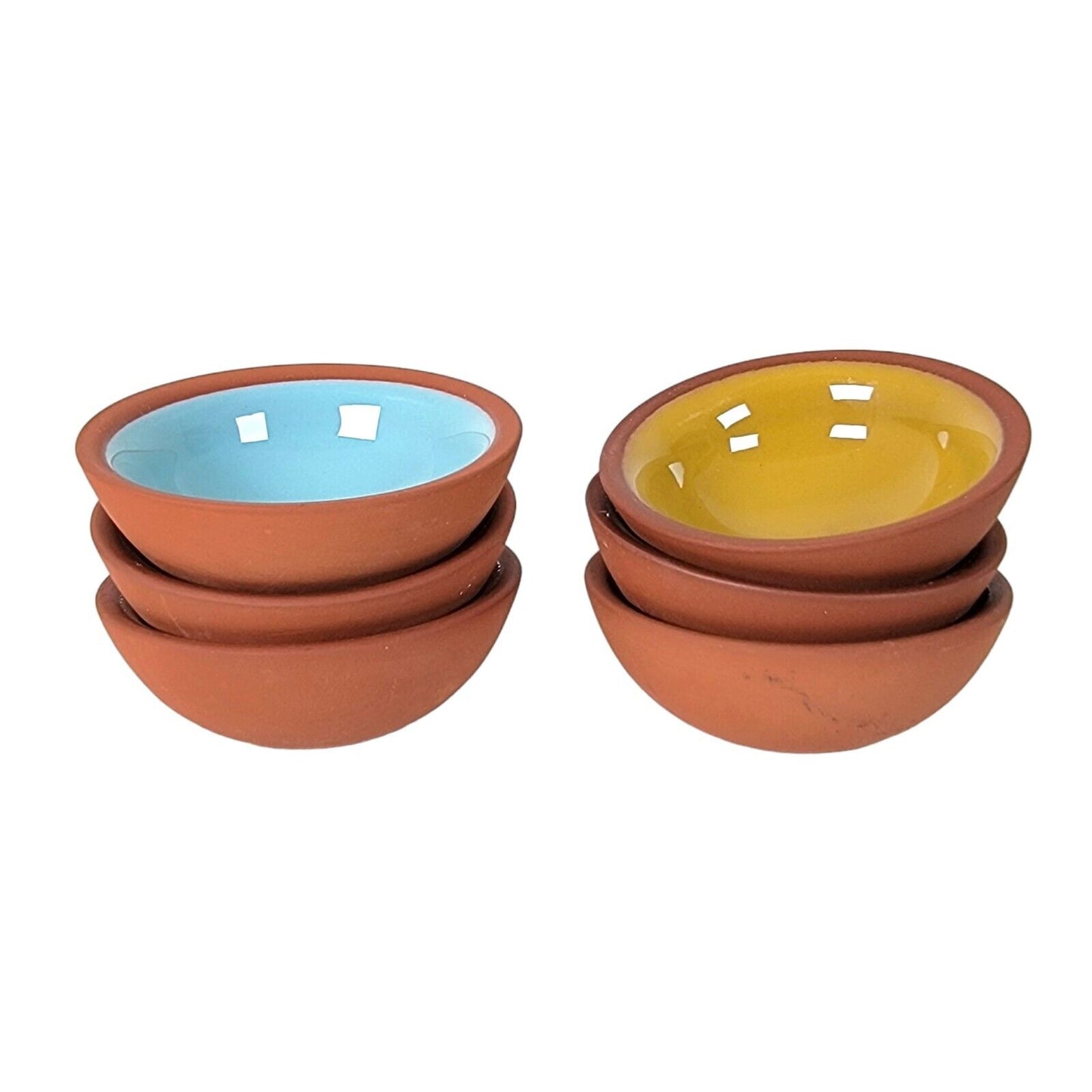 Set of 6 Terracotta Pinch Bowls Dip Bowls, Small Ramekins, Small Salt Dip Bowls