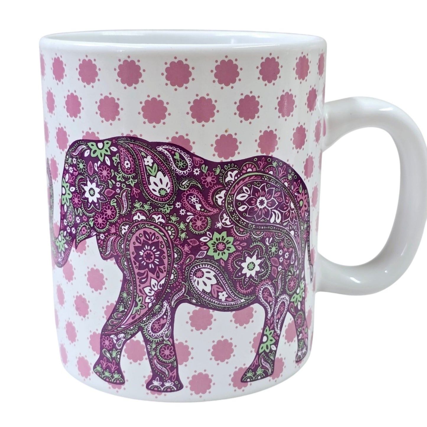 Large Elephant Mug Purple & Green Paisley by Love Your Mug, Large Coffee Mug