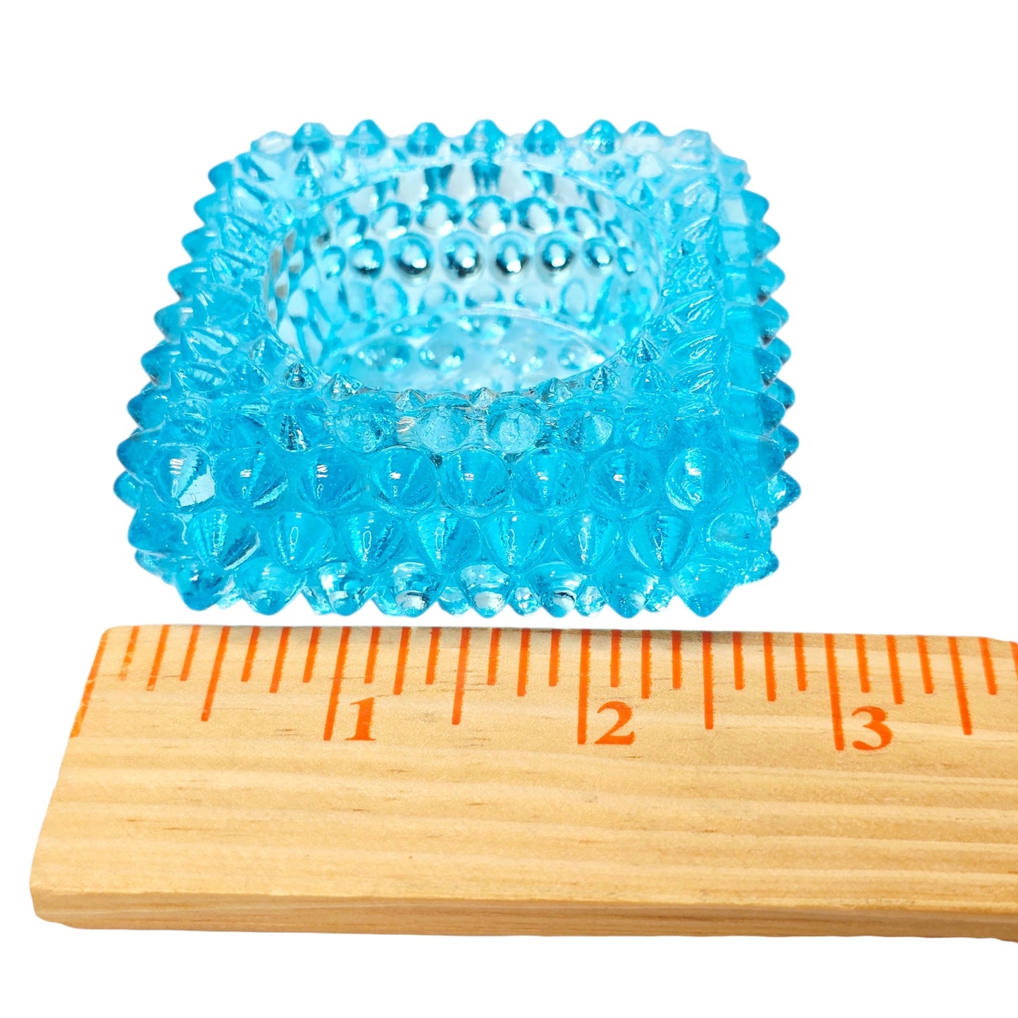 AS IS Fenton Aqua Blue Hobnail Glass Votive Holder Glows UV Reactive Manganese