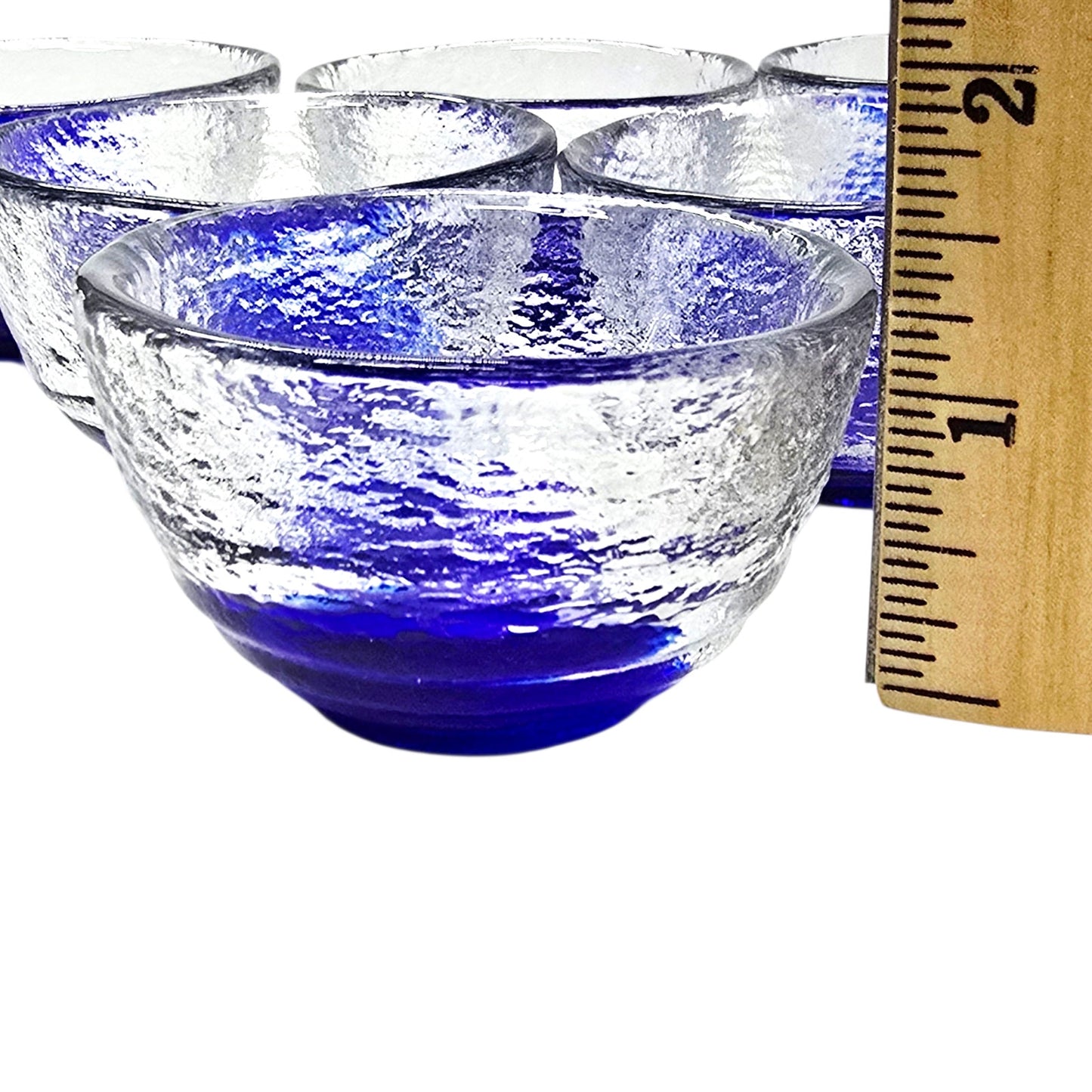 6 Bormioli Rocco Hand Blown Open Salts / Sauce Dishes Italian Cobalt Blue Glass