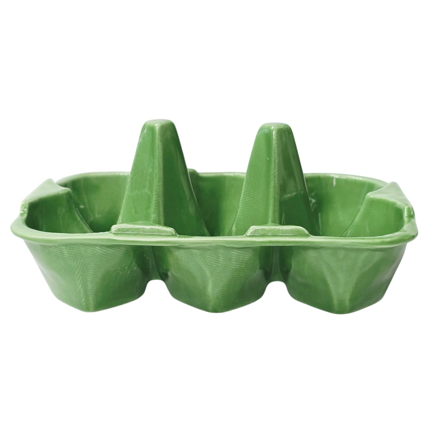 Anthropologie Biscuit Ceramic 6-Cup Egg Crate Green Farmhouse Egg Holder