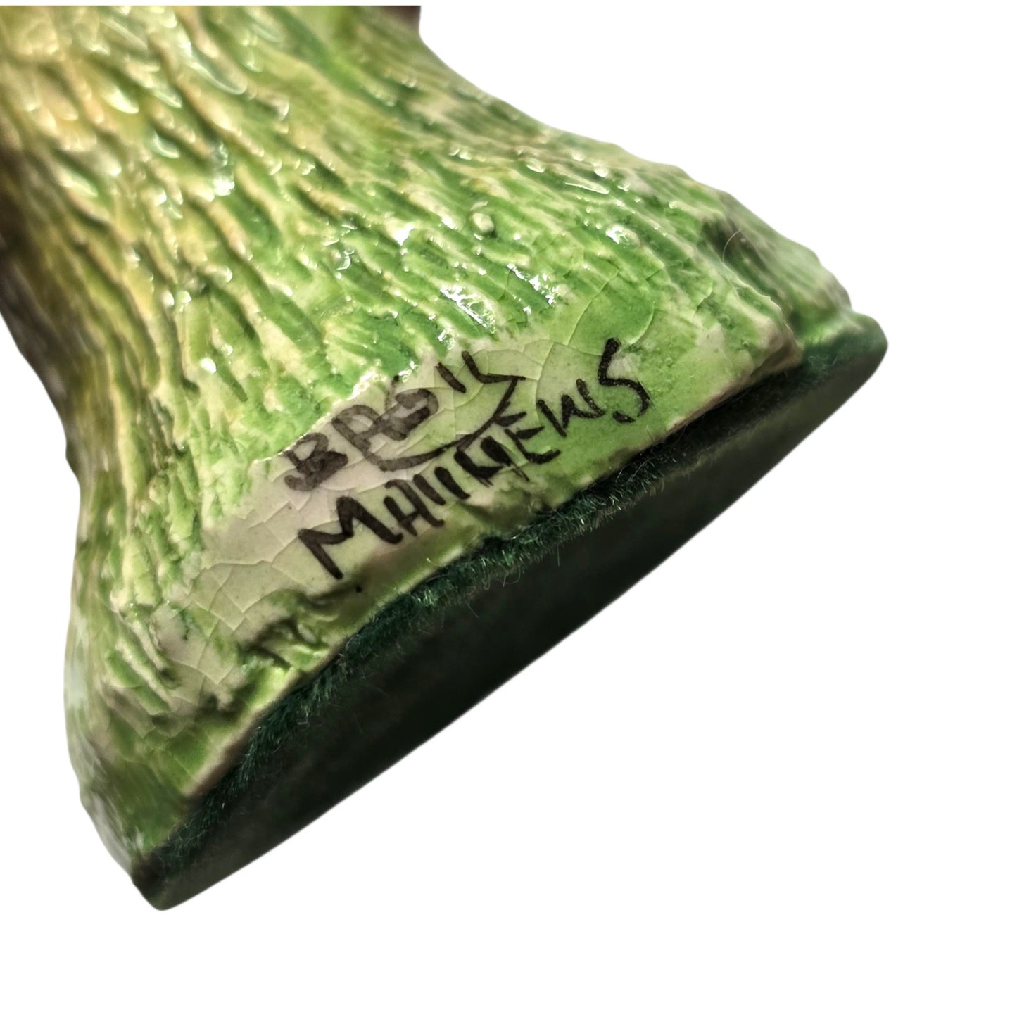 Basil Matthews Mouse on Tree Stump Figurine Signed Vintage Studio Pottery