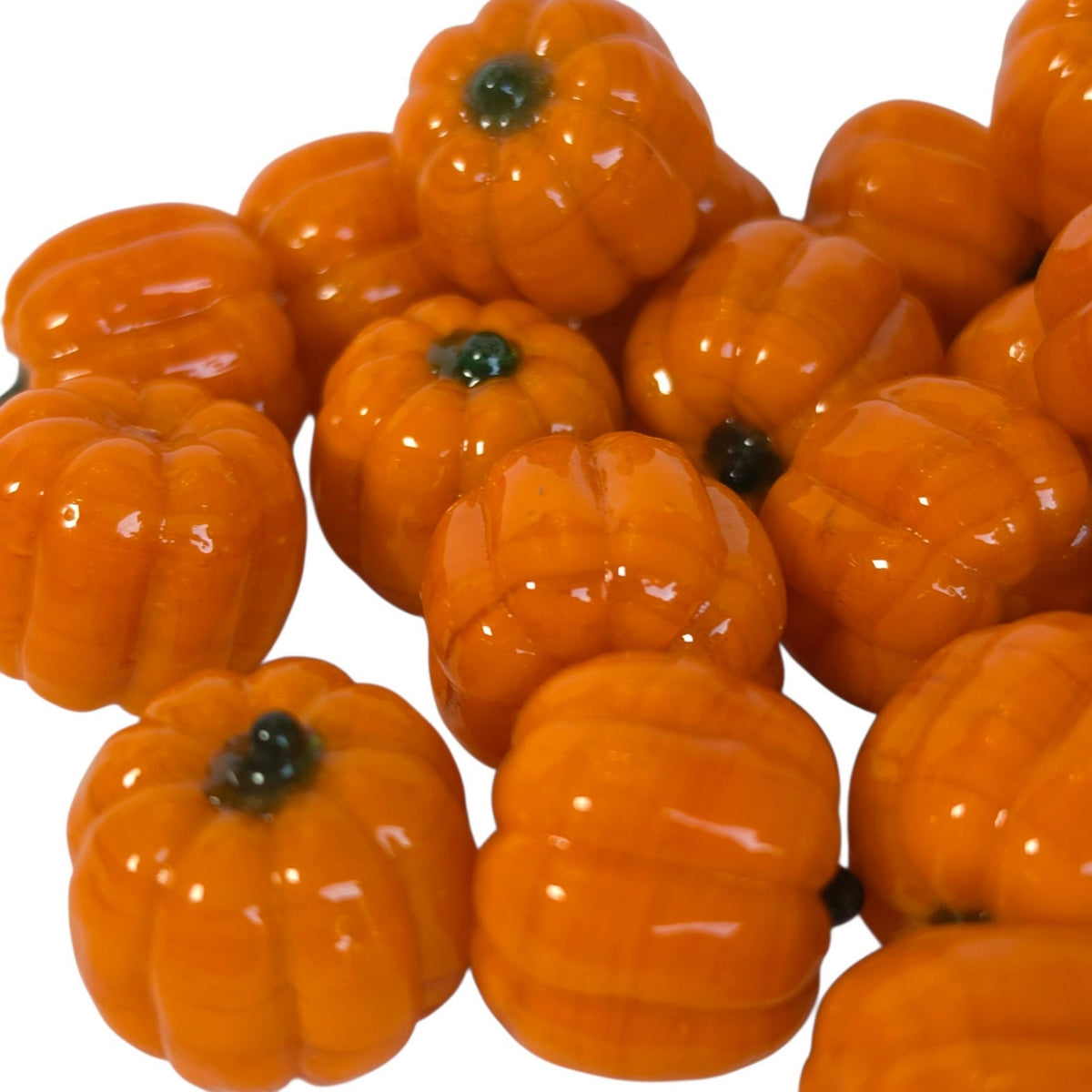 Set of Mini Orange Glass Pumpkins Fall Harvest Bowl Filler Decor