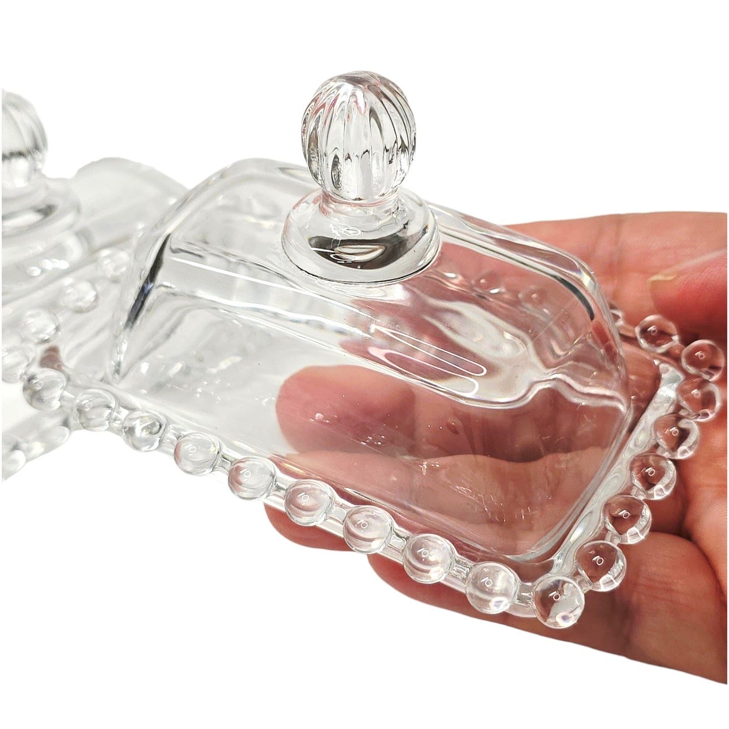 Circleware Mini Glass Butter Dishes - Set of 2 Vintage Style Clear Pressed Glass