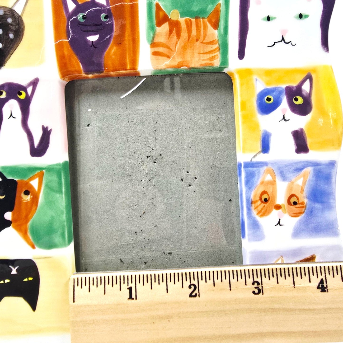 AS IS Colorful Cat Ceramic Picture Frame, Read