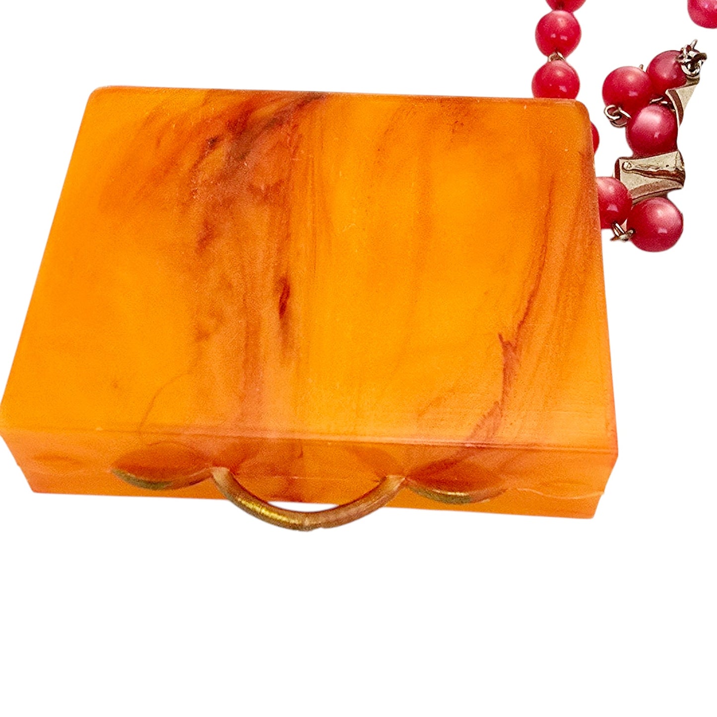 Vintage Notre Dame of Lourdes Plastic Rosary Box Drawer with Rosary