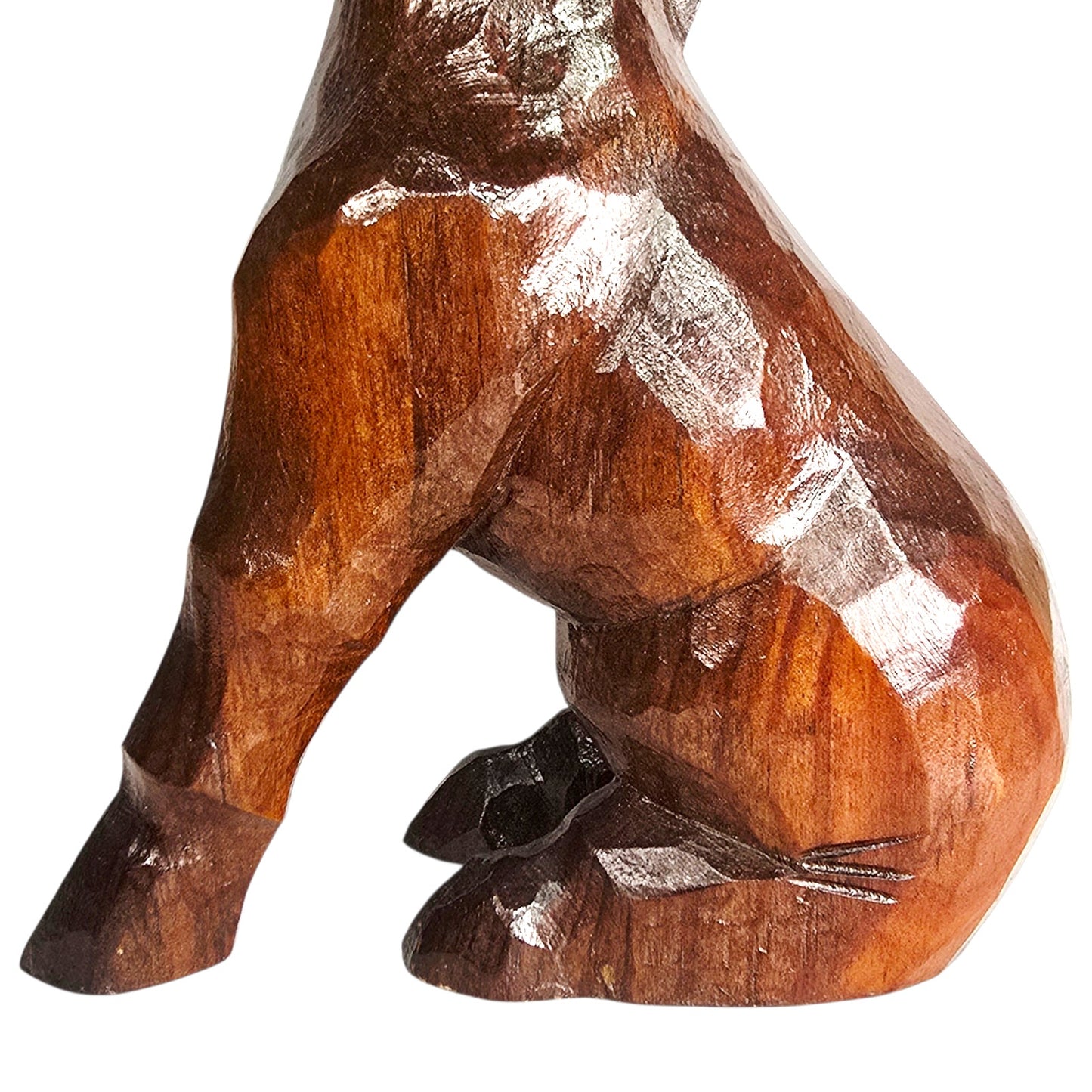 Vintage Carved Wood Donkey Figurine Lacquered Sitting Donkey Mule Burro
