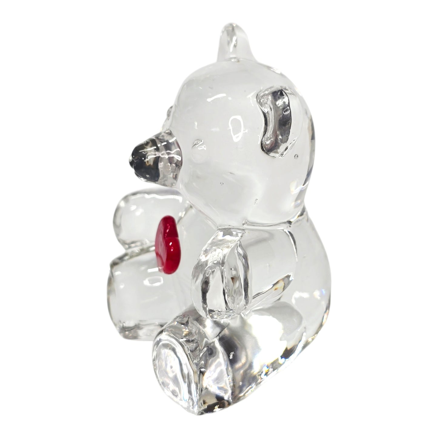 Fenton Art Glass Crystal Bear Figurine Ruby Red Heart Valentine July Birthstone