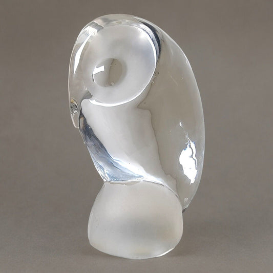 Vintage Reijmyre Sweden Handmade Crystal Glass Owl Figurine Frosted Glass 3.5"