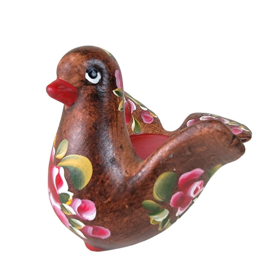 Wooden Hand-Painted Bird Candle Holder