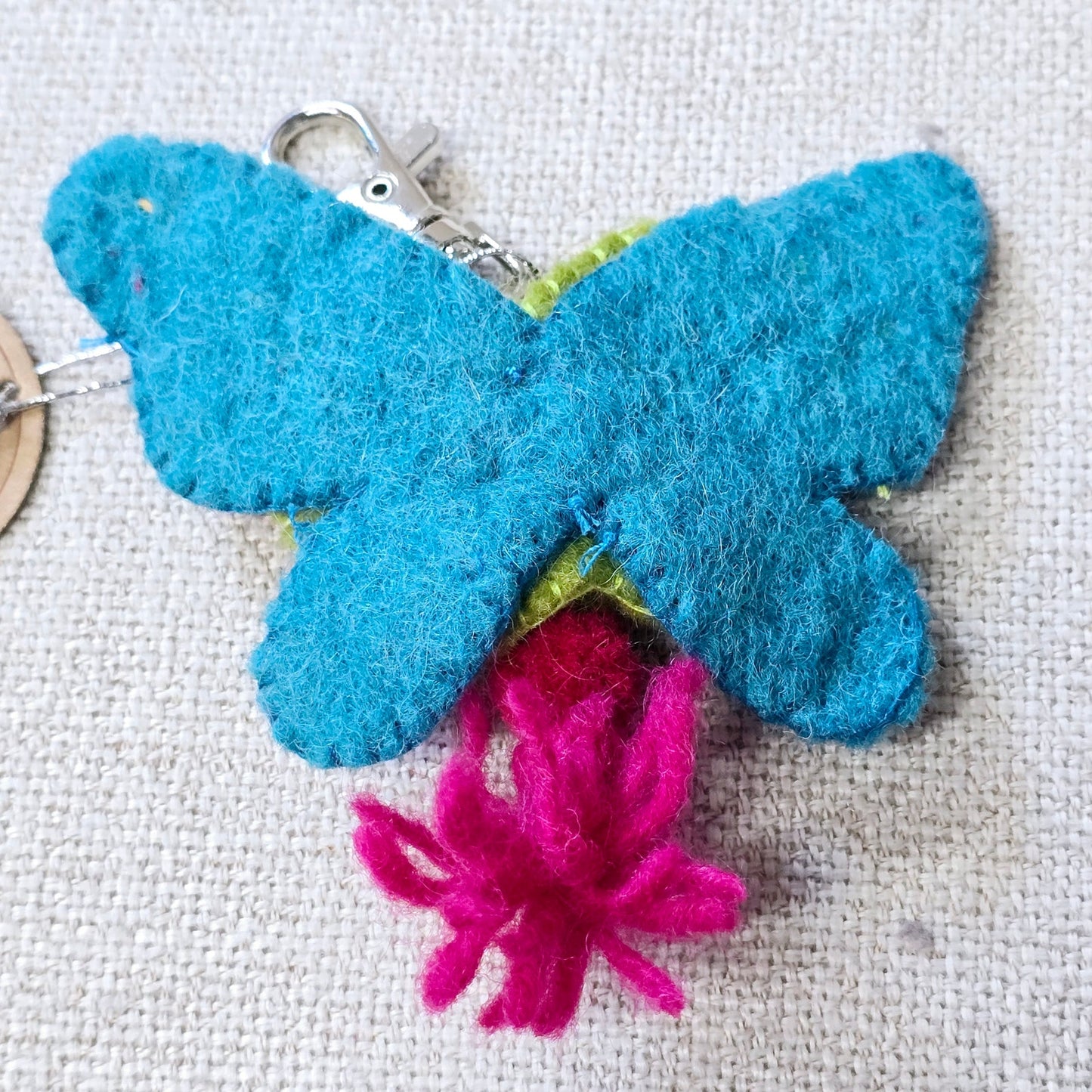 Blue Wool Butterfly Purse Charm, Handcrafted in Nepal 2022 Ganz