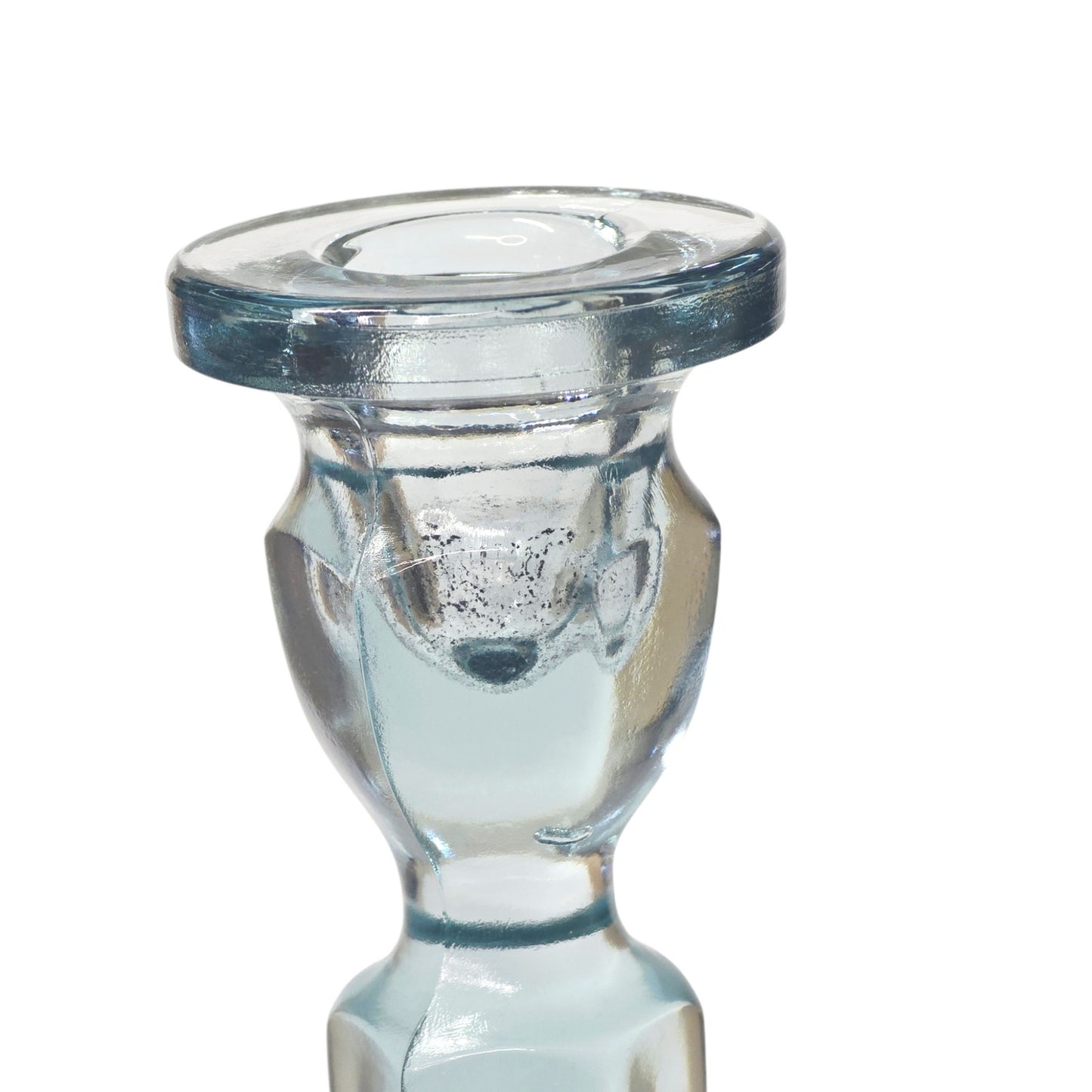 Fenton Blue Glass Candlestick 8.5" Colonial UV Glow 365nm Manganese Reactive