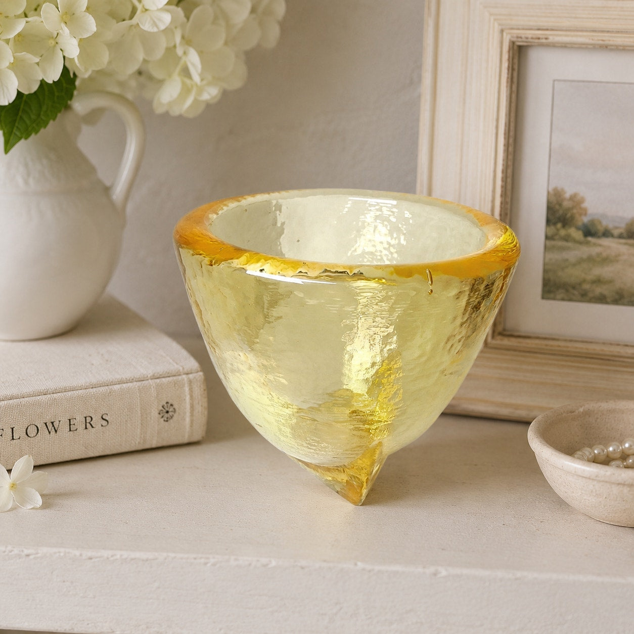 Fire & Light Citrus Yellow Recycled Glass Footed Votive Candle Holder Jar