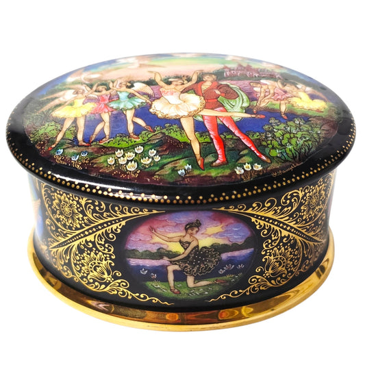 Ardleigh Elliott Swan Lake Music Trinket Box Porcelain Russian Ballet '92 Signed