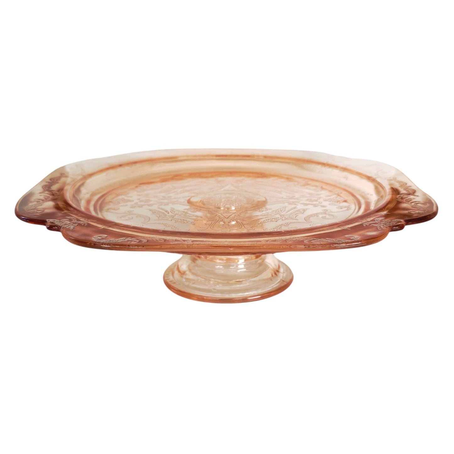 Vintage Pink Madrid Depression Glass Pedestal Cake Stand