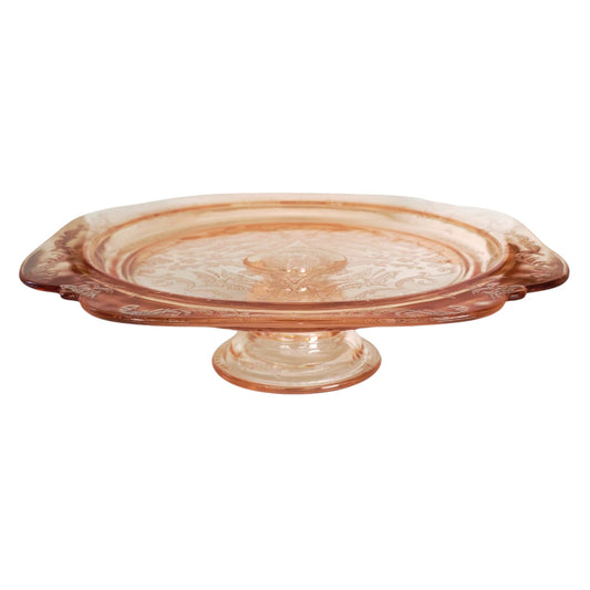Vintage Pink Madrid Depression Glass Pedestal Cake Stand