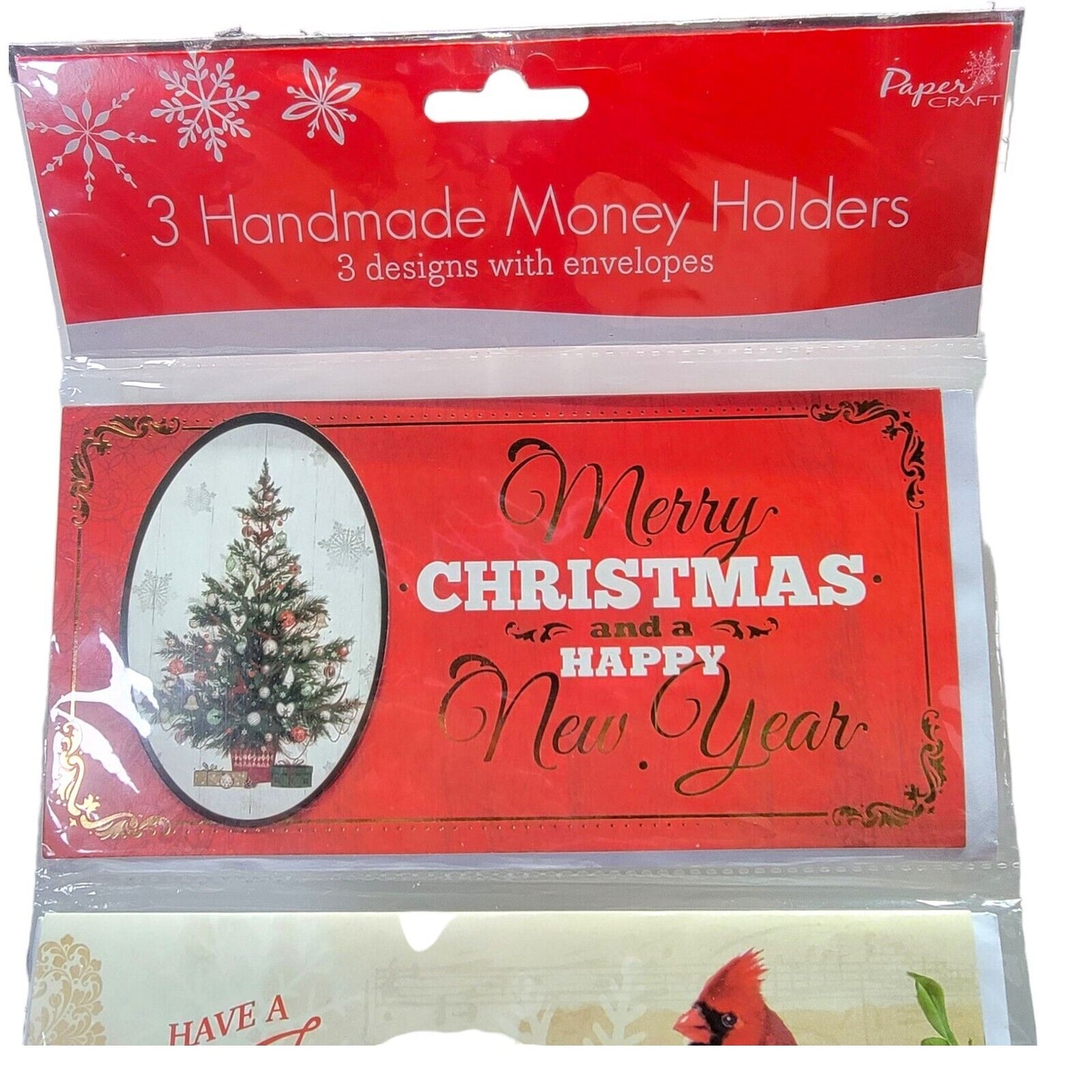 3 Money Holder Christmas Cards with Envelopes NEW, Paper Craft