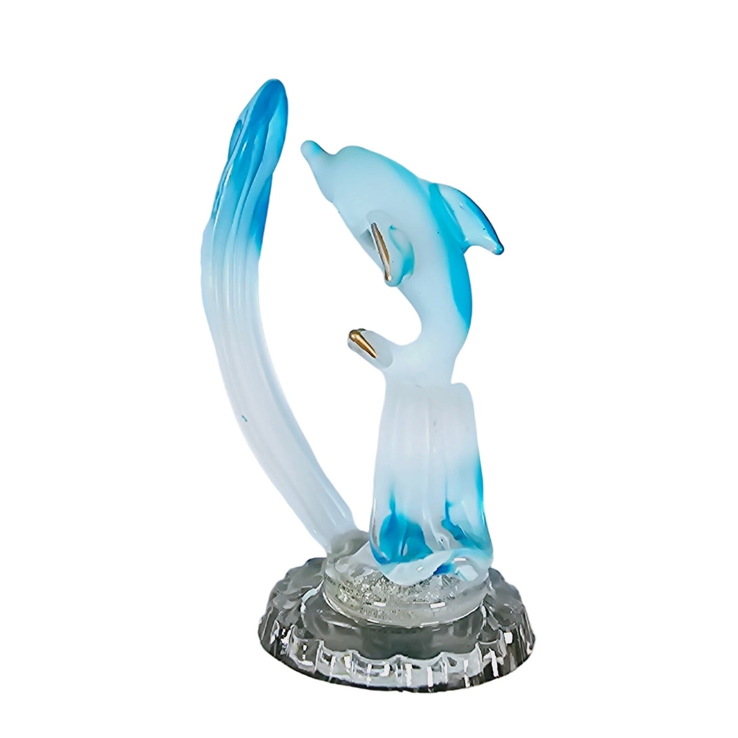 D Hand-Blown Art Glass Dolphin Figurine