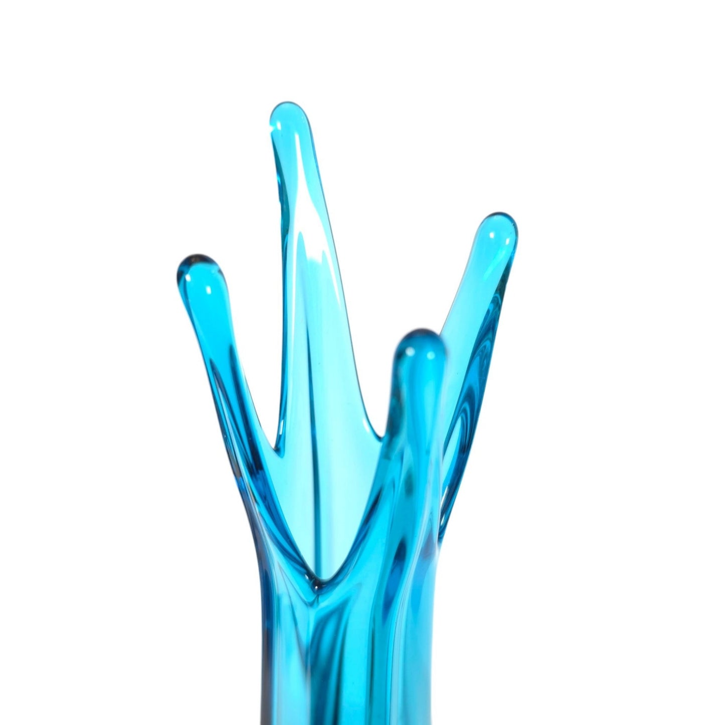 LE Smith Blue Swung Vase 4 Finger Mid Century Modern Vintage Simplicity 13.5"