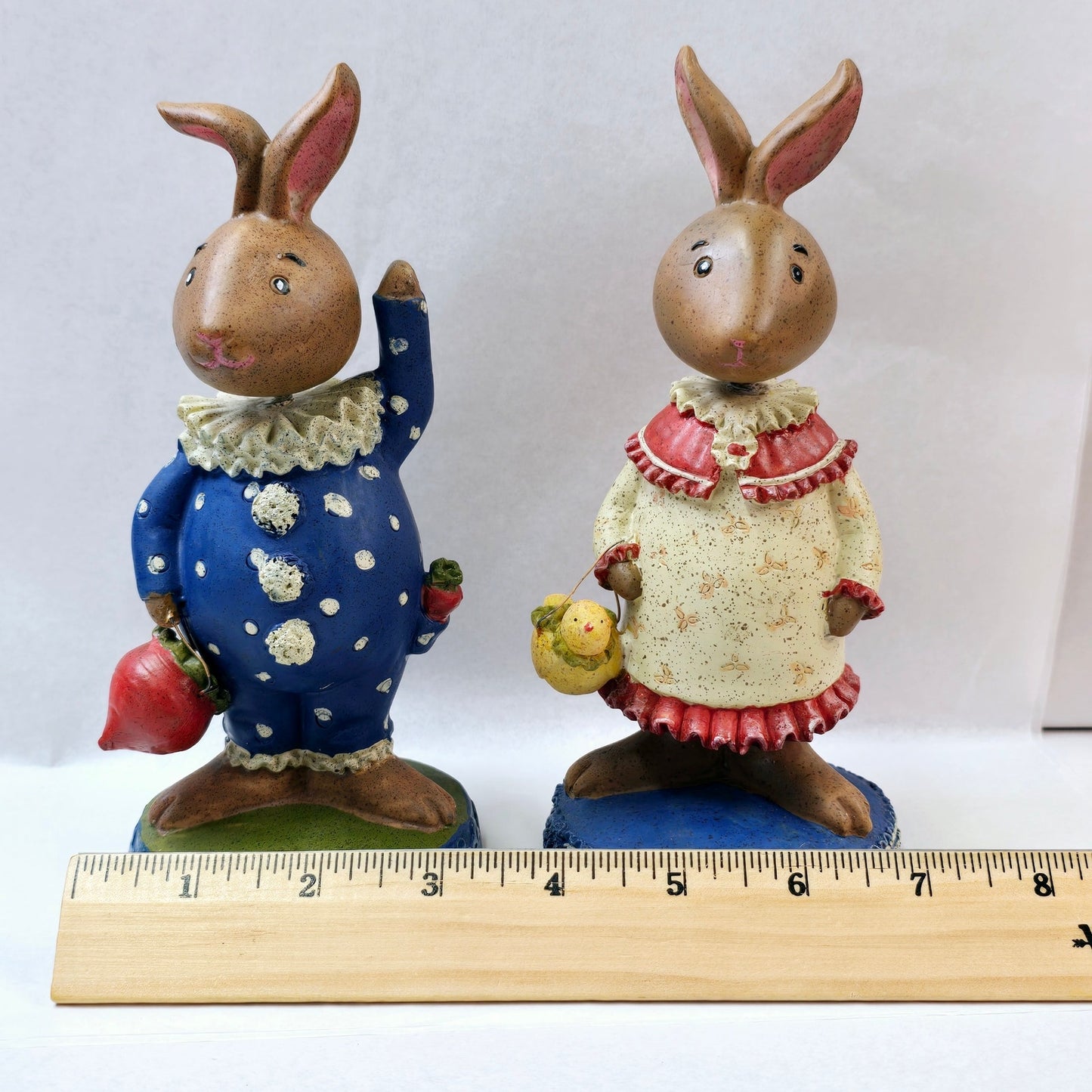 Rare Rabbits Vintage Easter Bunny Bobble Heads Collector Bubble Head Boy & Girl