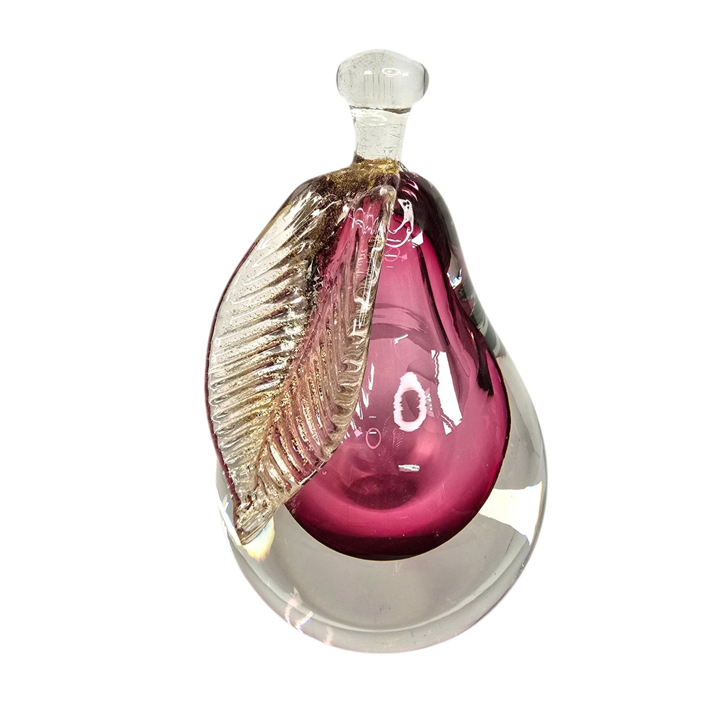 Alfredo Barbini Murano Sommerso Glass Pear Weil Ceramics Cranberry Adventurine