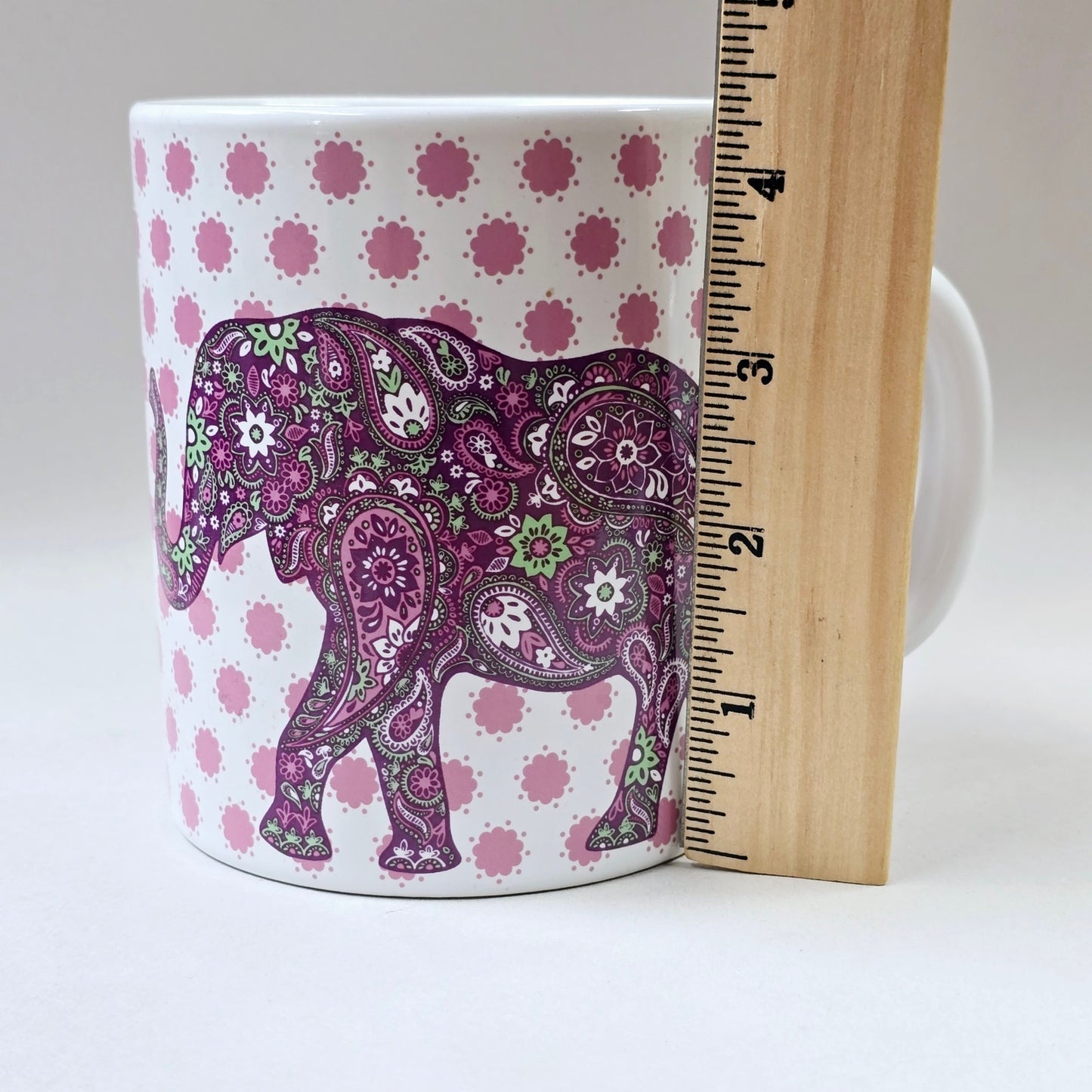 Large Elephant Mug Purple & Green Paisley by Love Your Mug, Large Coffee Mug