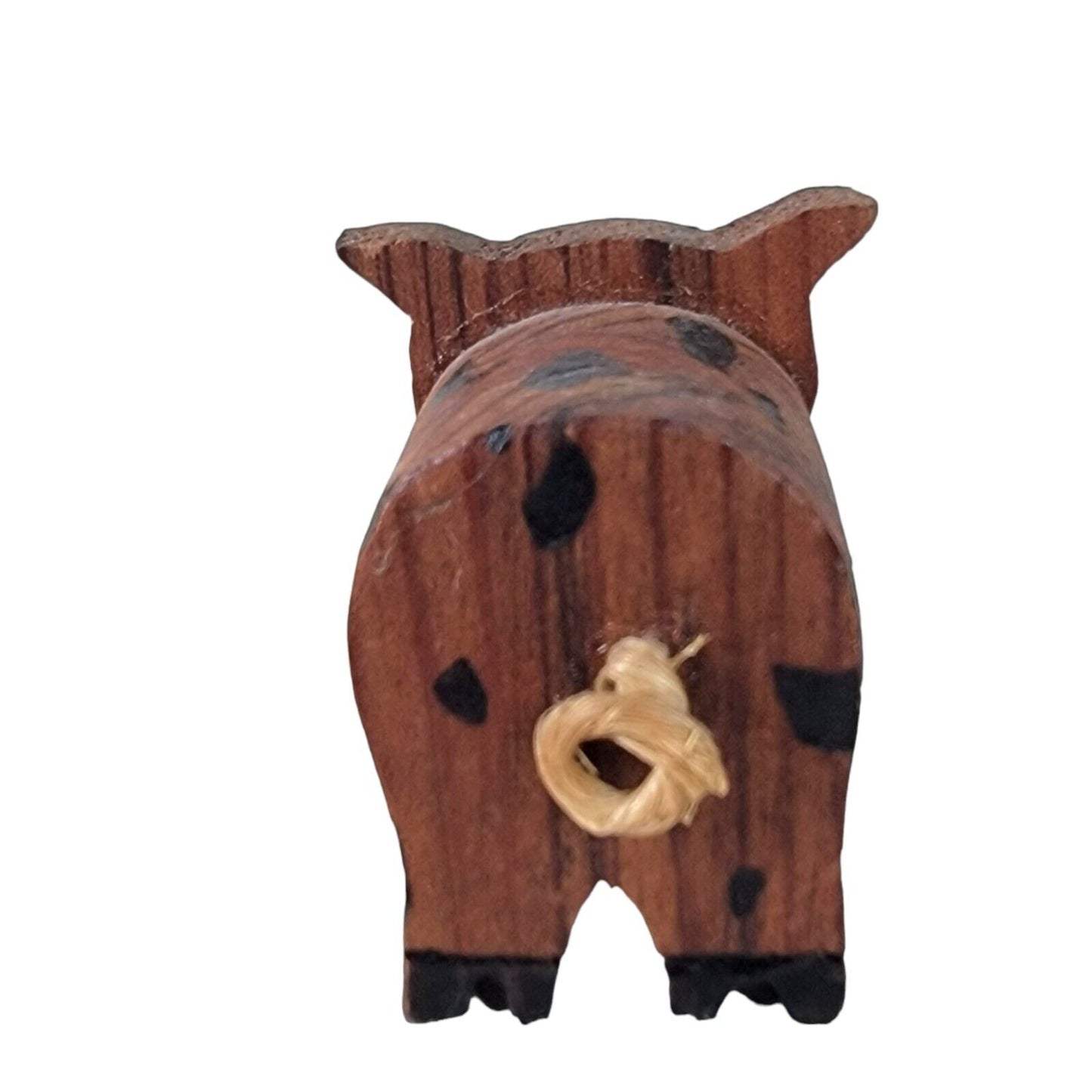 Tiny Hand-Carved Wooden Pig Figurine, Pig Collectible, Vtg Wooden Pig 1.75" Read