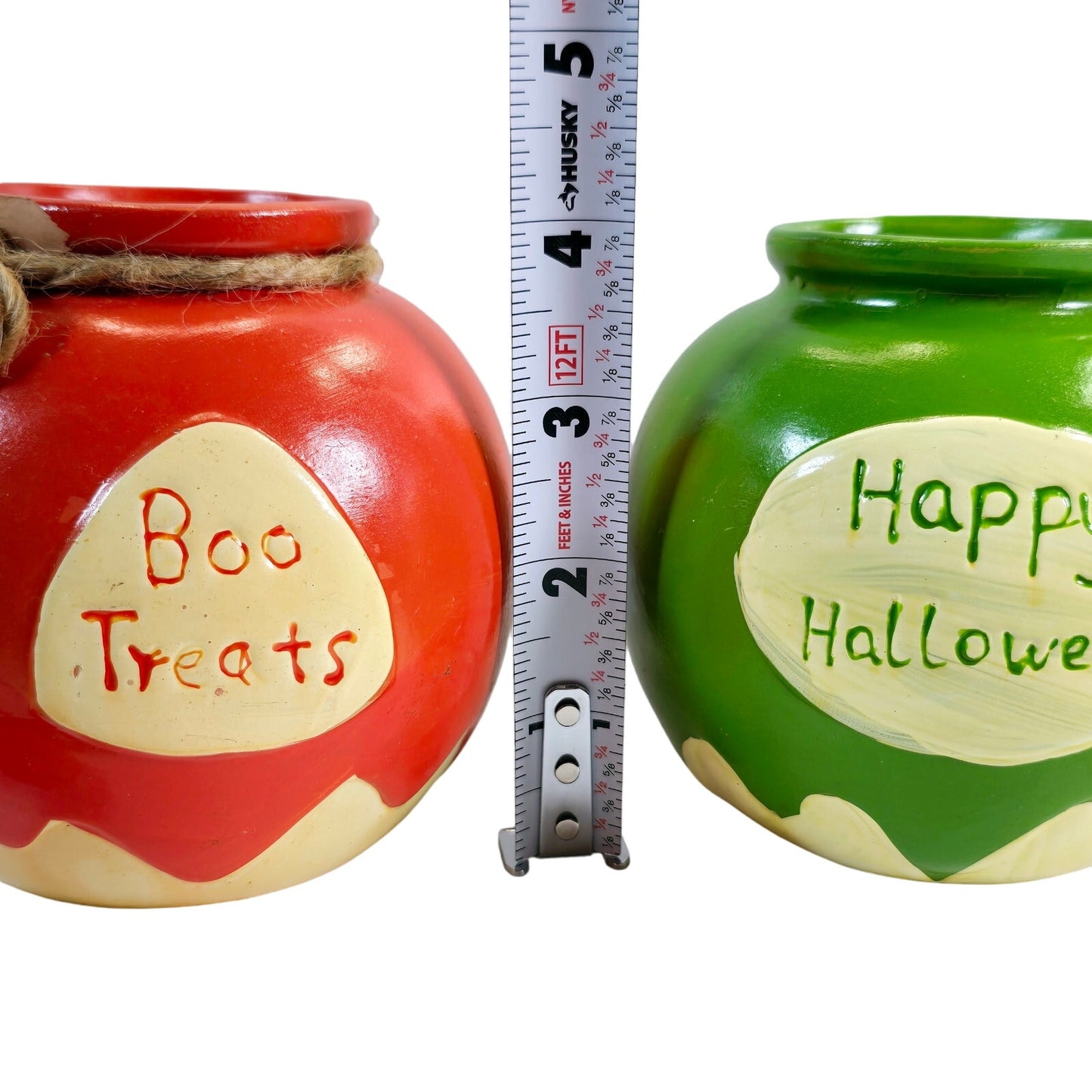 Set of 2 Halloween Ceramic Cauldron / Potion Candy Bowls, Lollipop Jar AS IS for LYNN