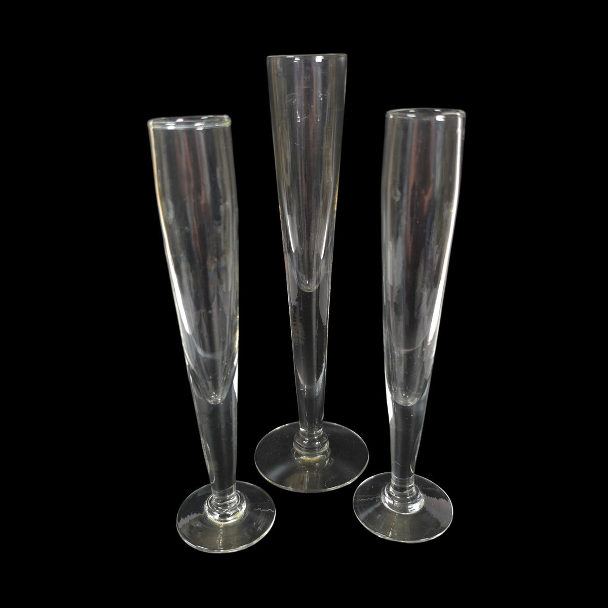 Clear Glass Cordial Liqueur Flutes Set of 3 Two Heights Bud Vase Trio