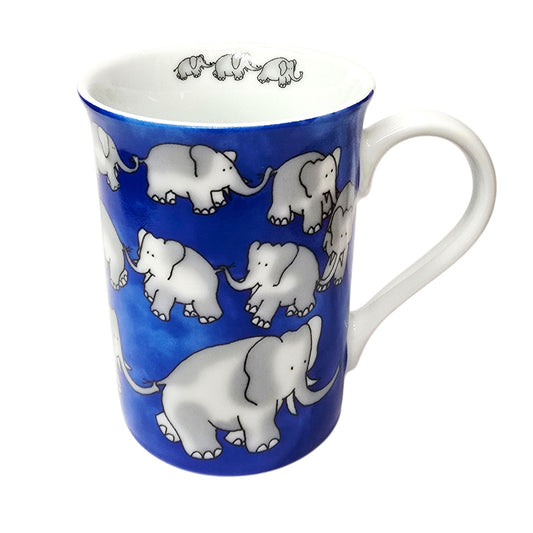 Konitz Germany Porcelain Elephant Parade Mug Blue White Made in Thailand