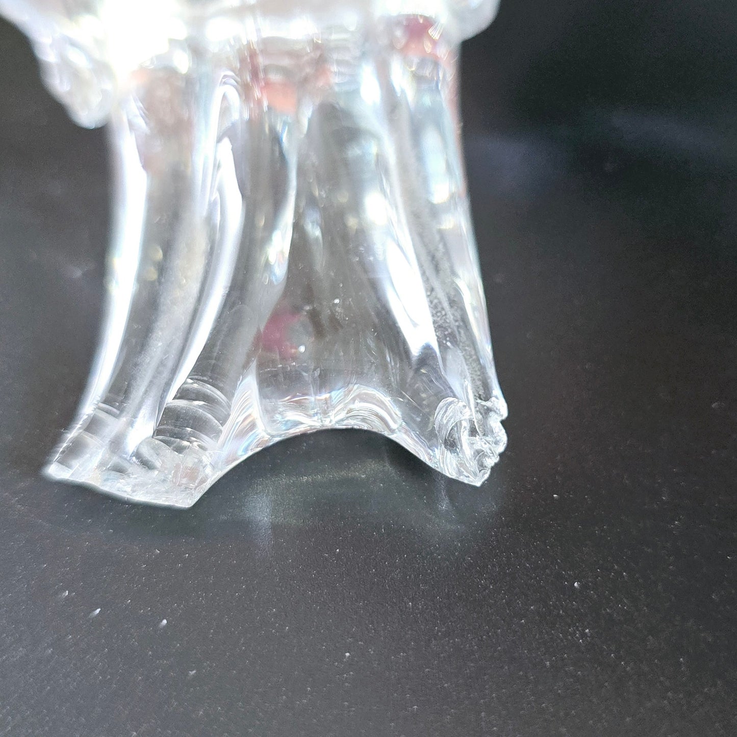 AS IS Handblown Clear Art Glass Bird, with Bullicante Bubbles, Polished Bottom, Chipped Tip of Tail Feather