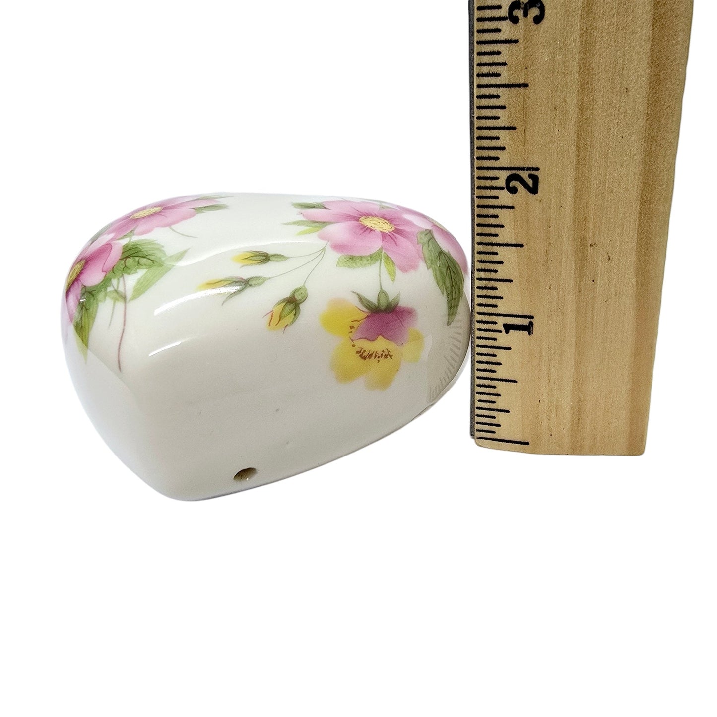 Vintage Porcelain Heart Shaped Pomander with Pink Flowers by Flora Collections