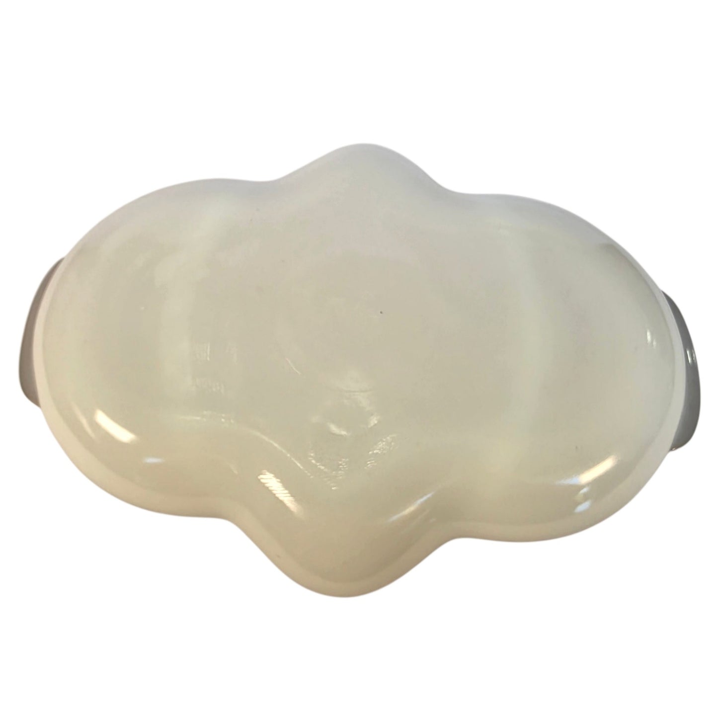 Vtg Fire-King Milk Glass Divided Relish Dish 22K Gold Trim Vanity Recency MCM