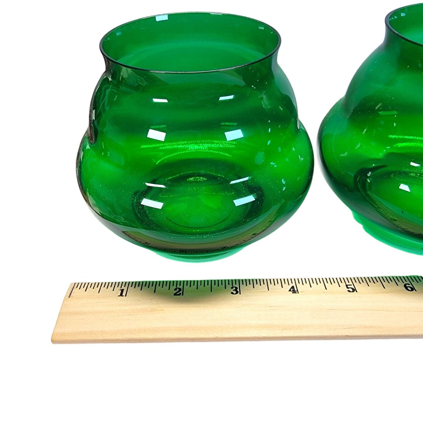 Set of 2 Art Deco Style Green Glass Votives, Made In Czech Republic, 2000 May Co St. Patricks Day